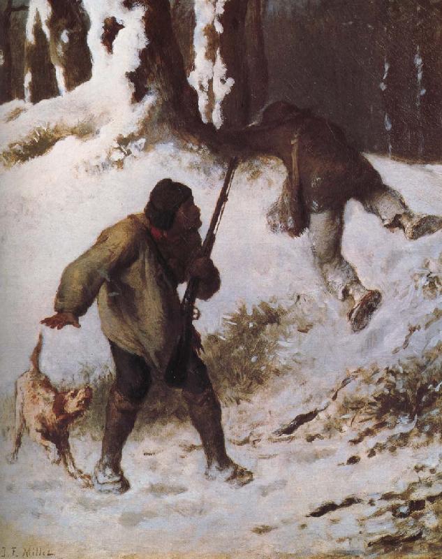Jean Francois Millet The thief in the snow oil painting picture